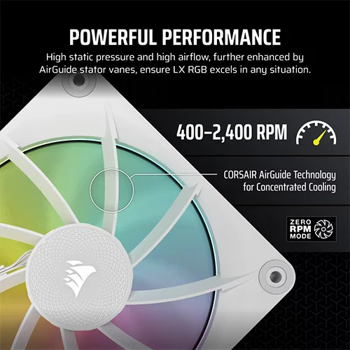 Corsair iCUE Link LX120 RGB White 120mm Cabinet Fan (Triple Pack)